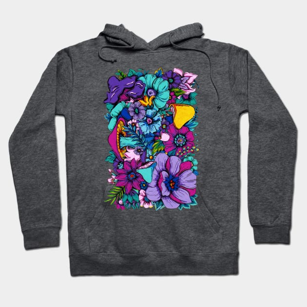 Trippy Garden - Vertical Orientation Hoodie by rosiemoonart